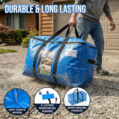 TAILI Extra Large Moving Bags - 4 Pack Heavy Duty Blue Totes with Visible Window & Wrap Around Handles
