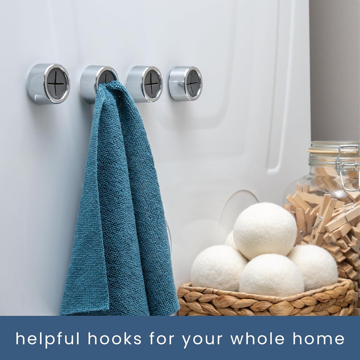 S&T INC. Round Adhesive Towel Hooks - Perfect for Kitchen, Hand & Dish Towels | Grey, 4 Pack