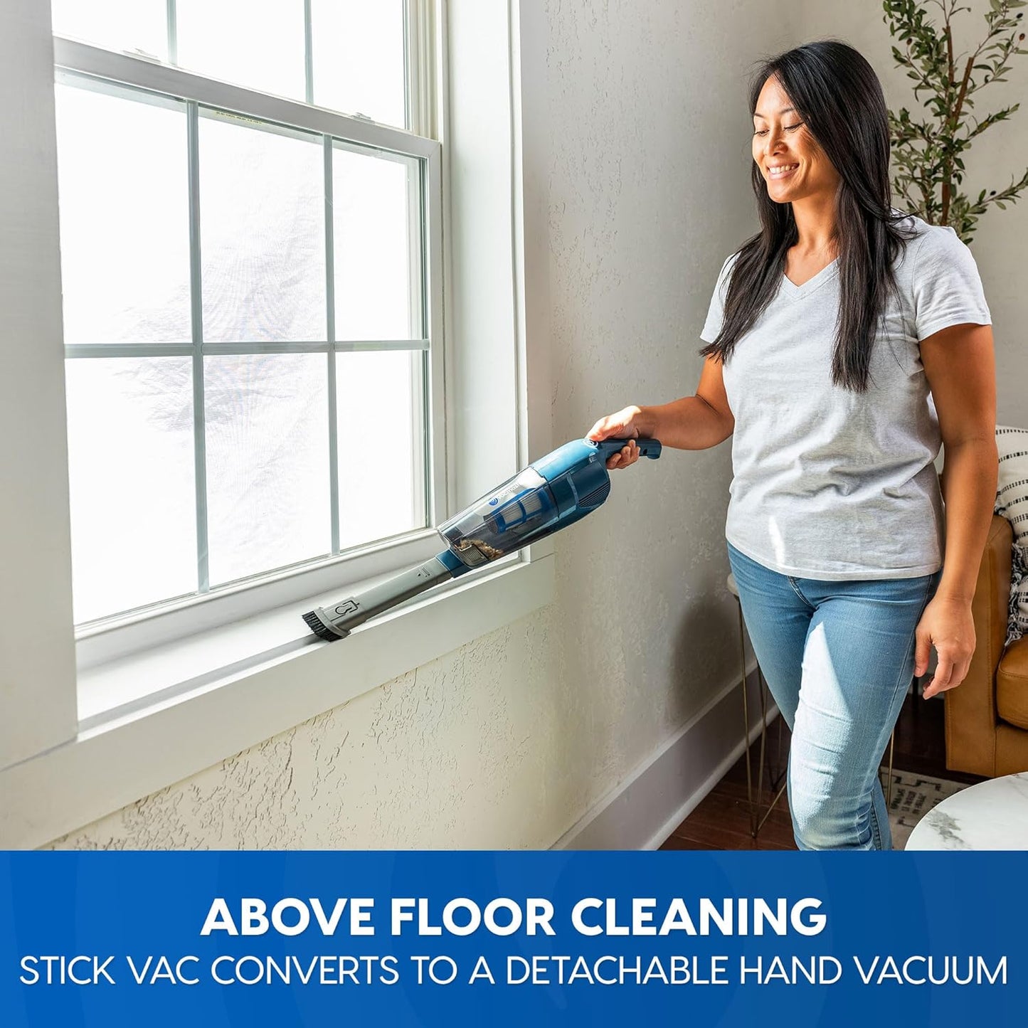 Vacmaster Portable Cordless 2-in-1 Vacuum Cleaner - Lightweight, 2-Speed Power Control, LED Headlight | Ideal for Hardwood Floors, Carpets & Pet Hair - Blue