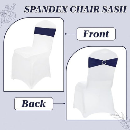 MDS Spandex Chair Sashes - Universal Fit Elastic Stretch Bands with Buckle Slider Bow | Navy Blue - Pack of 250