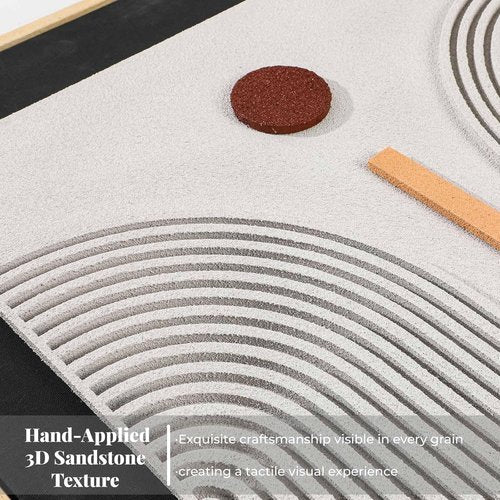 Framed Abstract 3D Textured Wall Art - Modern Geometric Artwork | Boho Black & White Decor 20x30 In