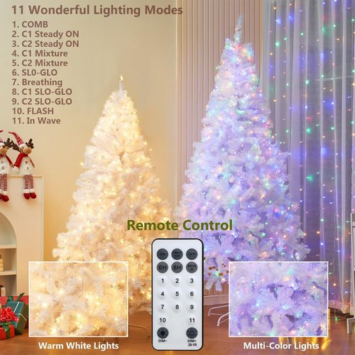 Juegoal 6 FT Artificial Christmas Tree - Remote Control with 300 LED Warm White & Multicolor Lights | Durable Pine Design
