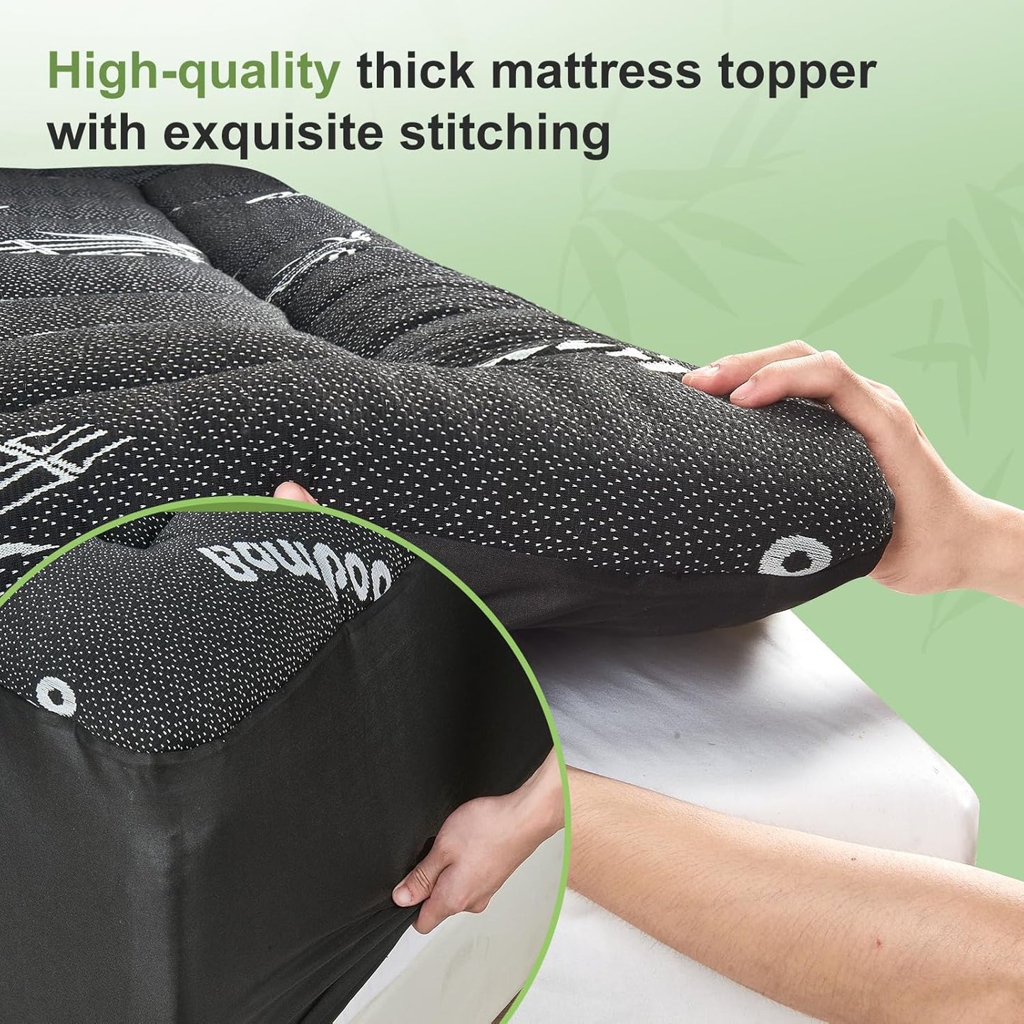 ViscoSoft Queen Size Mattress Topper - Soft Bamboo Pillow Top for Back Pain Relief | Cooling Dark Grey