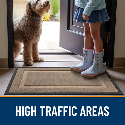 OLANLY Waterproof Front Door Mat | All-Season Indoor Outdoor Doormat, Easy Clean, 47x17 Mocha