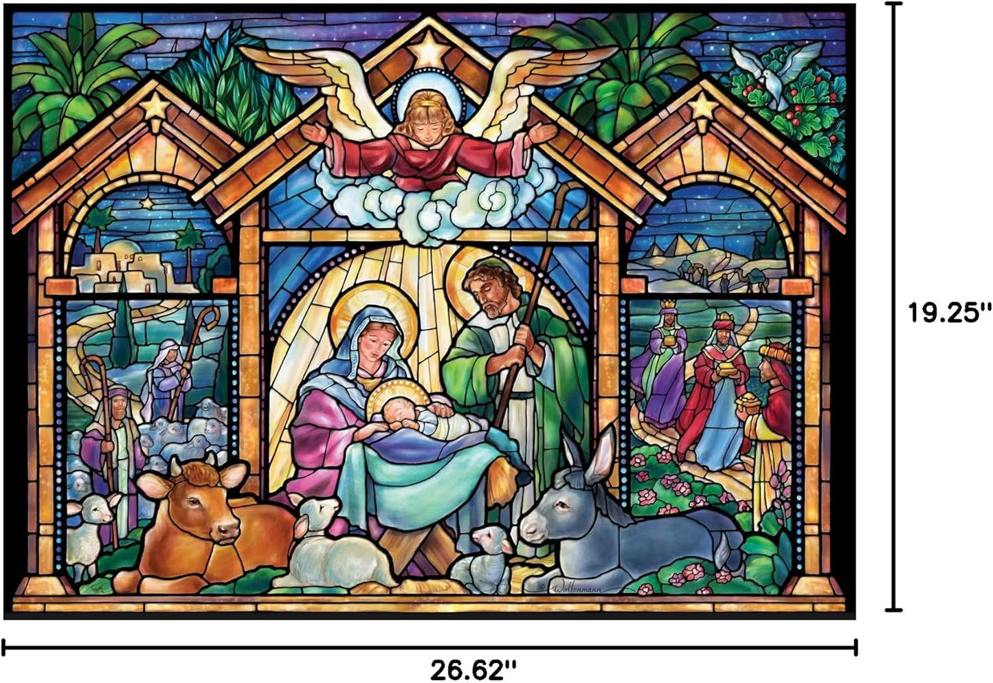 Vermont Christmas Company Advent Calendar Jigsaw Puzzle - 1000 Pieces Stained Glass Nativity Scene