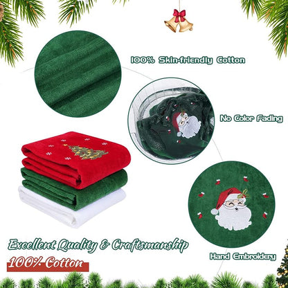 6 Pcs Christmas Hand Towels for Bathroom & Kitchen with Embroidery - 15 x 23 Inches, 100% Cotton (Variation: 6pcs)