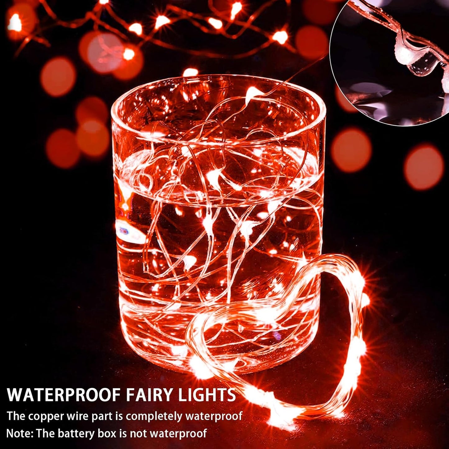 Skiennix 50 Pack Red Fairy Lights - 7Ft 20 LED Twinkle String Lights | Battery Operated & Waterproof for Parties, Holidays & Decor