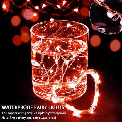 Skiennix 50 Pack Red Fairy Lights - 7Ft 20 LED Twinkle String Lights | Battery Operated & Waterproof for Parties, Holidays & Decor