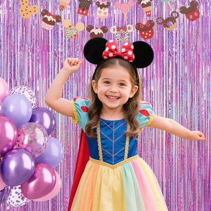Shimmering Purplish Pink Foil Fringe Curtains - Tinsel Backdrop for Parties & Events | Perfect for Weddings, Baby Showers, Birthdays