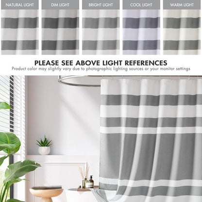 Madison Park Shower Curtain Waffle Weave Striped Pieced Design Fabric Shower Curtains for Bathroom with 3M Scotchgard Moisture Management Premium Spa Quality Modern Standard 72"x72" Grey