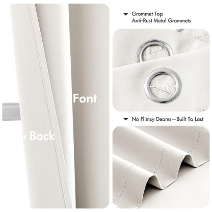 MIULEE Ivory Blackout Curtains - Bedroom Window Treatment Curtains Thermal Insulated Room Darkening Drapes for Living Room Kitchen Grommet Light Blocking Drapery, 40 x 45 Inches Long, 2 Panels