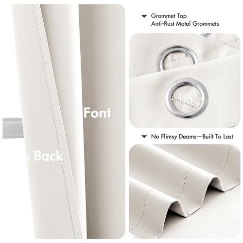 MIULEE Ivory Blackout Curtains for Bedroom Living Room 84 Inches Long 2 Panels, Thermal Insulated Room Darkening Drapes Solid Grommet Noise Reduction Light Blocking Window Treatments 40x84 inch