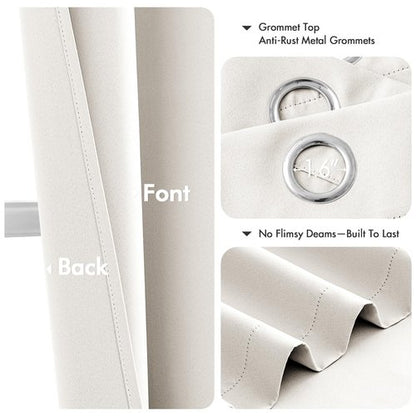 MIULEE Ivory Blackout Curtains for Bedroom Living Room 84 Inches Long 2 Panels, Thermal Insulated Room Darkening Drapes Solid Grommet Noise Reduction Light Blocking Window Treatments 40x84 inch
