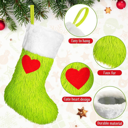 Cozypower 6-Piece Green Christmas Stocking Set – 18 Inch Faux Fur Holiday Stockings (Variation: 6)