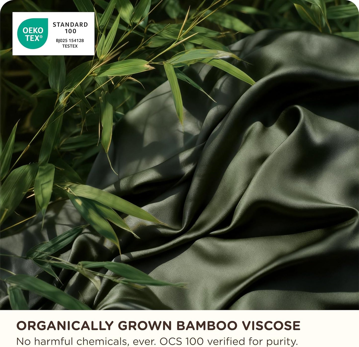Bedsure Bamboo Viscose Queen Sheet Set - Cooling Luxury Bedsheets for Hot Sleepers | Silky Soft & Oeko-Tex Certified | 18" Deep Pocket [Olive Green]