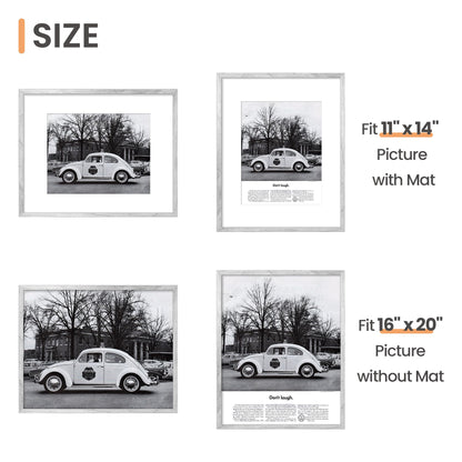 upsimples 16x20 Picture Frame, Display Pictures 11x14 with Mat or 16 x 20 Without, Wall Hanging Poster Frame, Gray, 1 Pack