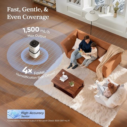 LEVOIT 6000S Smart Evaporative Humidifier - 23L Capacity, 72-Hour Run Time, Premium Filter, Sleep Mode