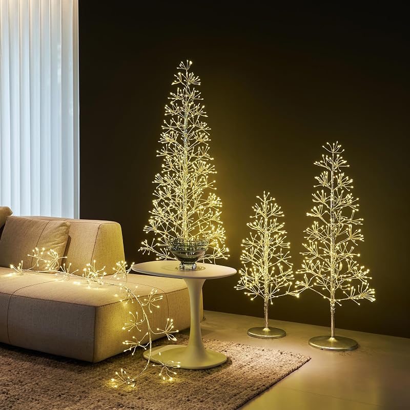 6ft Lighted Starburst Tree with 720 LED Lights - Silver Twig Indoor/Outdoor Decor (Variation: 6ft)