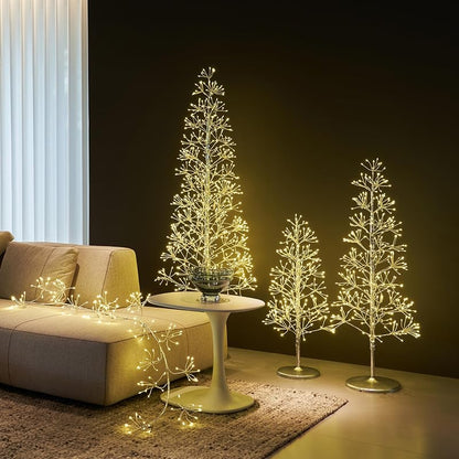6ft Lighted Starburst Tree with 720 LED Lights - Silver Twig Indoor/Outdoor Decor (Variation: 6ft)