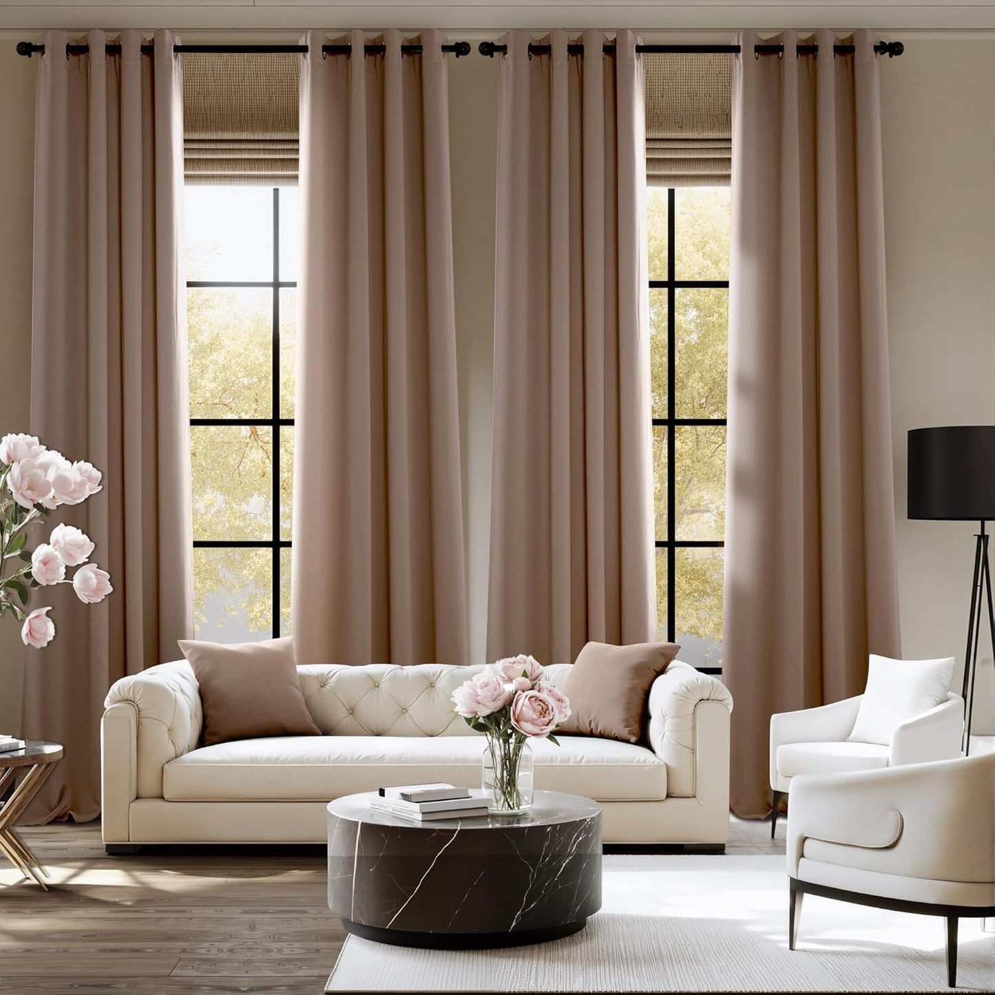 NICETOWN Room Darkening Curtains - 2 Panels in Cappuccino | W52 x L84 for Enhanced Privacy