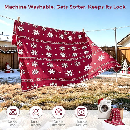 Tokokimo Christmas Bedding Set Queen 4-Piece Snowflake - Red Variation
