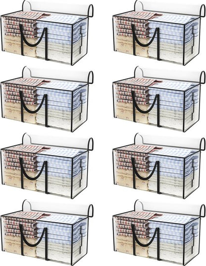 Congregate Heavy Duty Extra Large Moving Bags - 97L Semi-Transparent Totes with Reinforced Handles & Metal Zippers | 28.7"x13.7"x15" Foldable Storage Solution