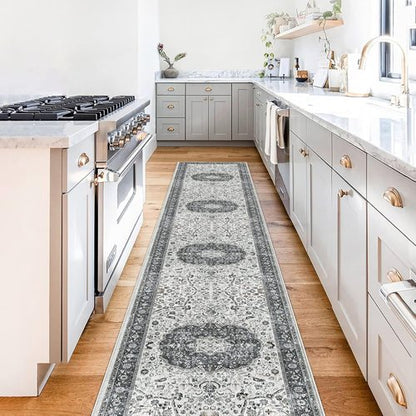 Hallway Washable Runner Rug - Vintage Soft Non-Slip 2x10 Entryway Carpet | Ideal for Kitchen, Bathroom, Living Room