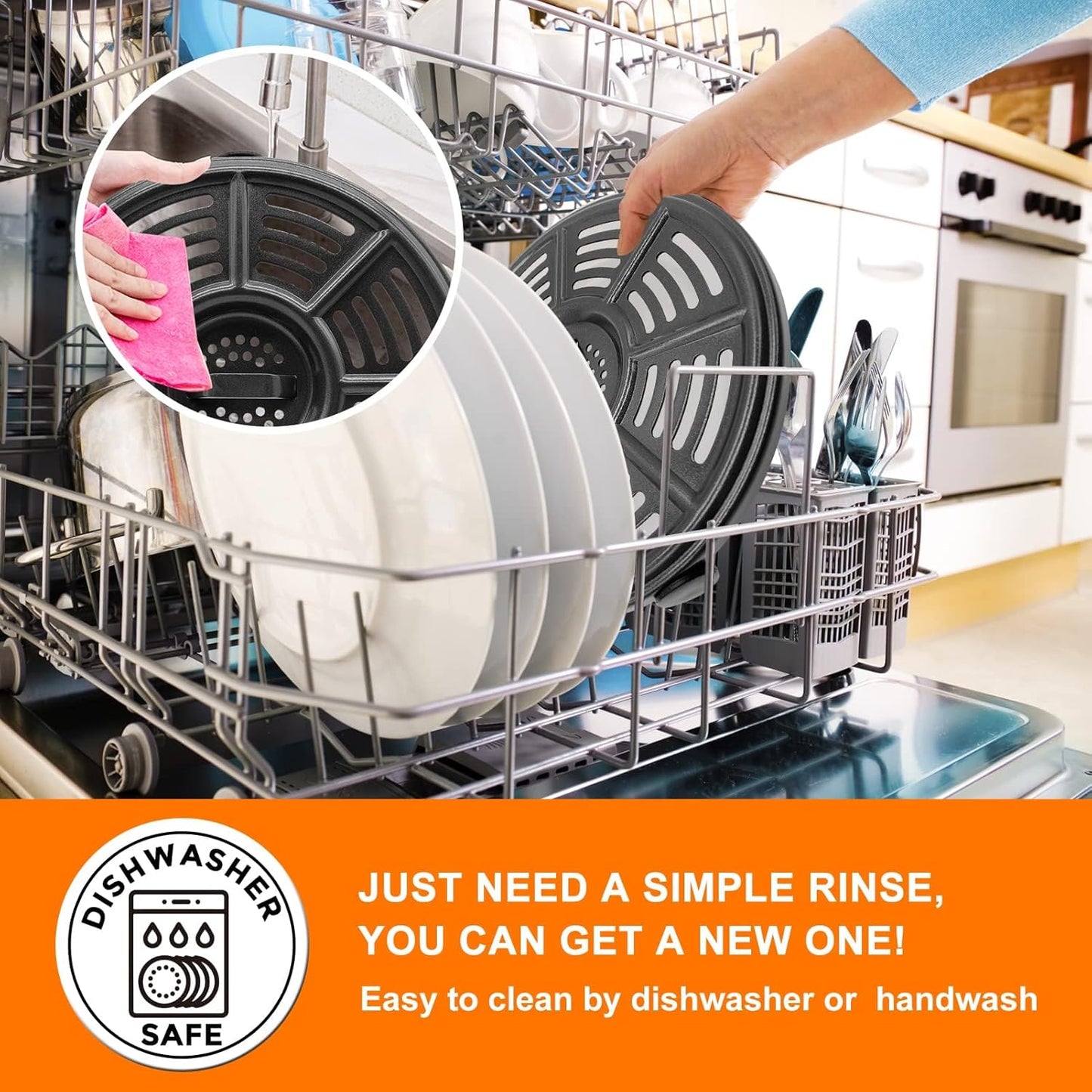 Ninja Air Fryer Accessories - 8.2'' Round Food Grade Grill Pan & Crisper Plate - Dishwasher Safe