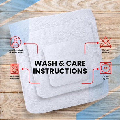 Infinitee Xclusives 6 Piece Premium Towel Set, 2 Bath Towels, 2 Hand Towels, and 2 Wash Cloths, 100% Ring Spun Turkish Cotton Highly Absorbent Towels for Bathroom, Gym, Hotel, and Spa (Bright White)