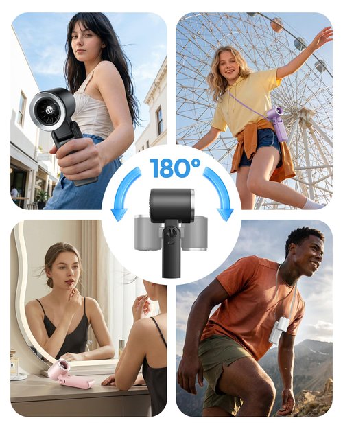 Gaiatop Portable Handheld Turbo Fan, 21 Hrs Cooling, 180° Foldable 4-in-1 Hand Held Fans, 6-Speed (1-100) Personal Mini Handheld Fans, Small Portable Fan for Travel, Working, Outdoor Women Gifts Black