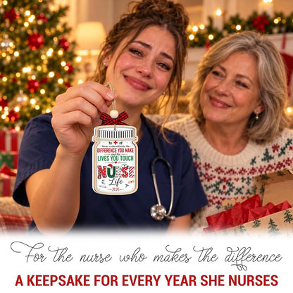 Nurse Ornament 2026 | The Lives You Touch - Nurse Christmas Keepsake, RN Gift