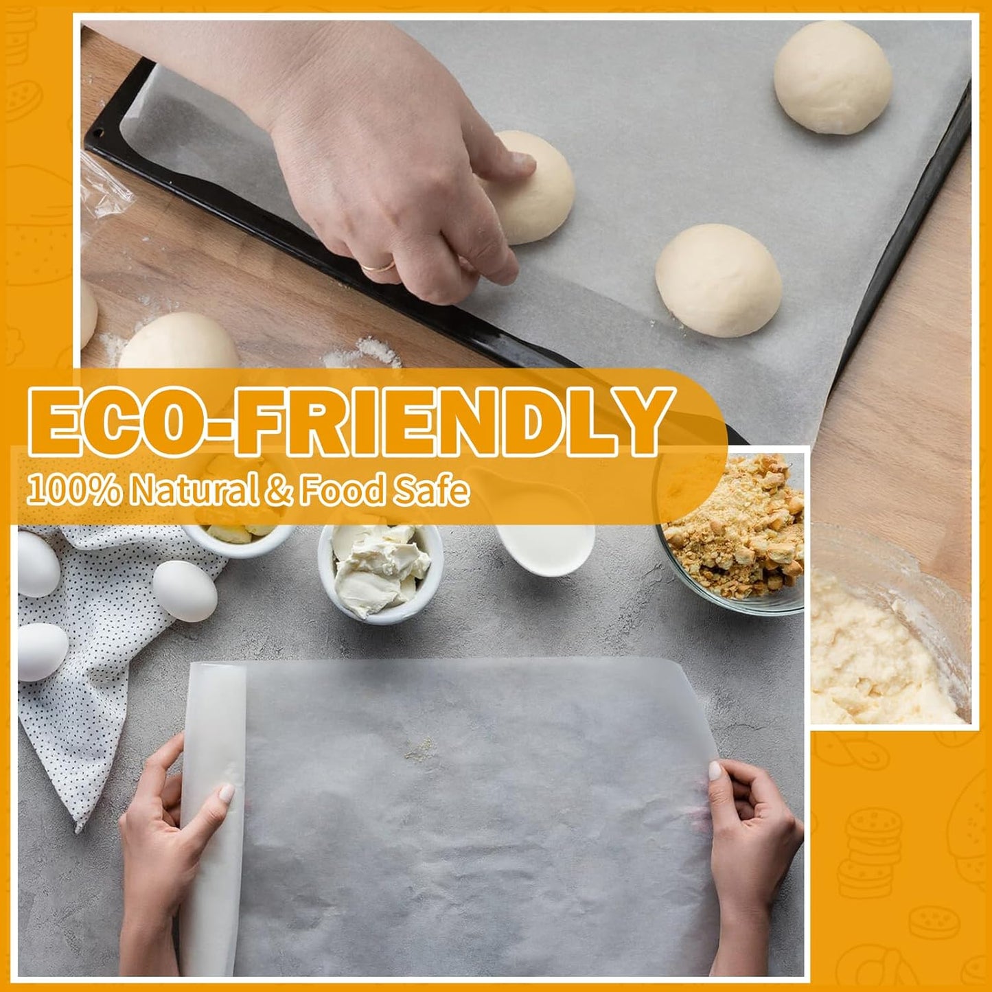 Unbleached Parchment Paper Roll - Non-Stick Baking Sheets with Built-In Cutter | 12in x 49ft, 3 Pack