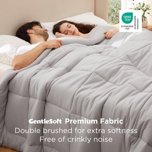 Bedsure Comforter Duvet Insert - Oversized King All-Season Quilted Down Alternative Bedding | Light Grey 116 x 98 Inches