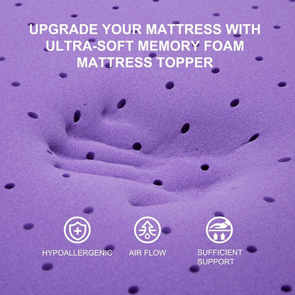SINWEEK Gel Memory Foam Mattress Topper - Ventilated & Soft Pressure Relief | Queen Size, CertiPUR-US Certified