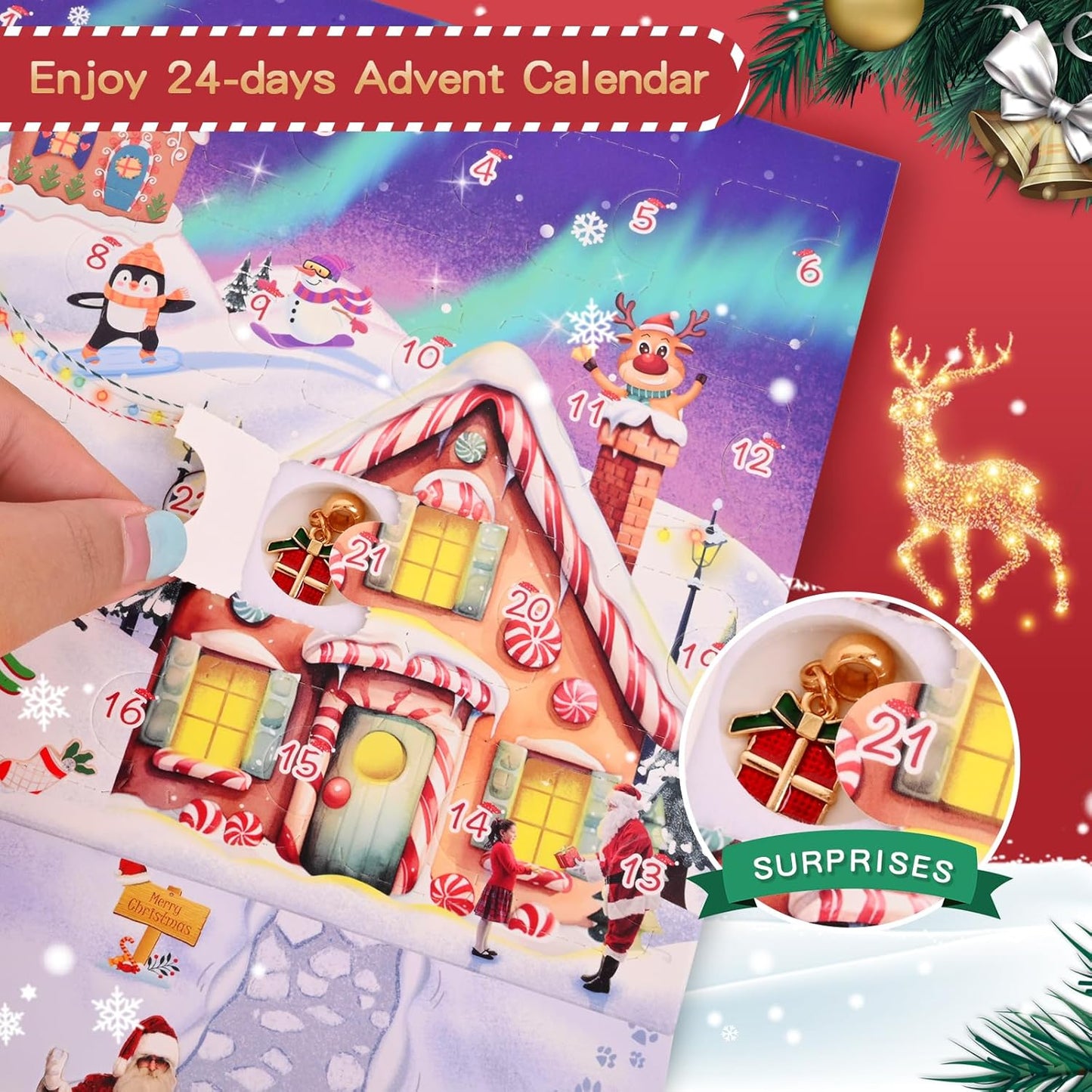 Skiennix Christmas Advent Calendar - 24-Day Countdown with 2 DIY Charm Bracelet Kits