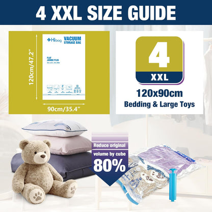 XXL Jumbo Vacuum Storage Bags - 47''X35'' Extra Large for Blankets & Comforters with Hand Pump (4 Pack)