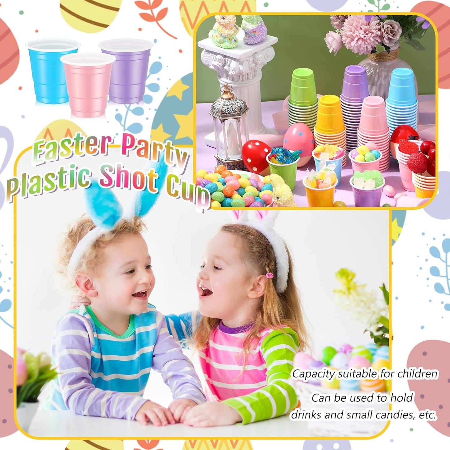 Roshtia 100 Pack 2 Oz Plastic Shot Cups - Mini Disposable Party Glasses for Weddings & Events | Multicolor