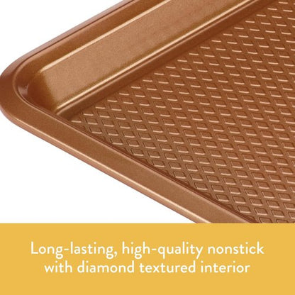 Ayesha Curry Nonstick Bakeware Set - 4-Piece Toaster Oven Set with Copper Brown Baking Pan & Muffin Pan
