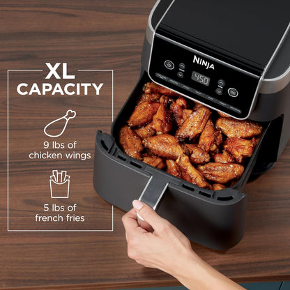 Ninja Air Fryer Pro XL - 6.5QT Capacity for Up to 9lbs of Wings | 7-in-1 Max Crisp & More | Dishwasher Safe | Grey