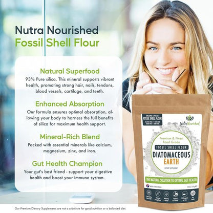 Fossil Shell Flour Powder - Organic Detox & Digestive Health Supplement | Silica-Rich, 250g