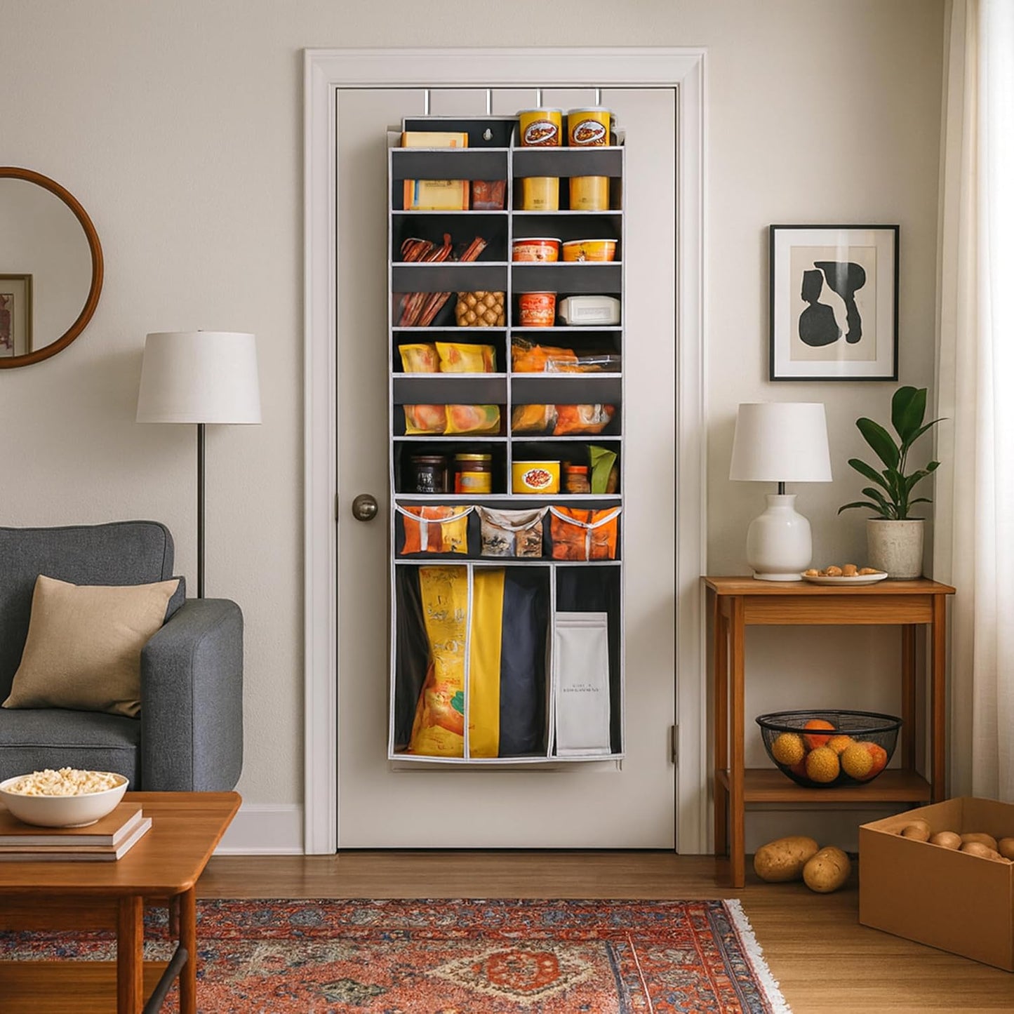 Over The Door Organizer by Extra Large | Heavy-Duty 8 Compartment Storage with Clear Pockets - 57 Inch Height