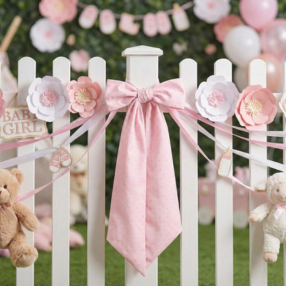 YKW Pink Rhinestone Wreath Sash - Sparkling 54x5 Inch Ribbon for Baby Shower & Wedding Decor