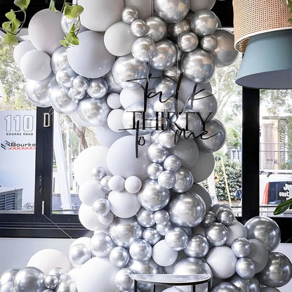 Voircoloria Metallic Silver Balloons - 12 Inch Chrome Latex Party Balloons | 66 Pack for Celebrations