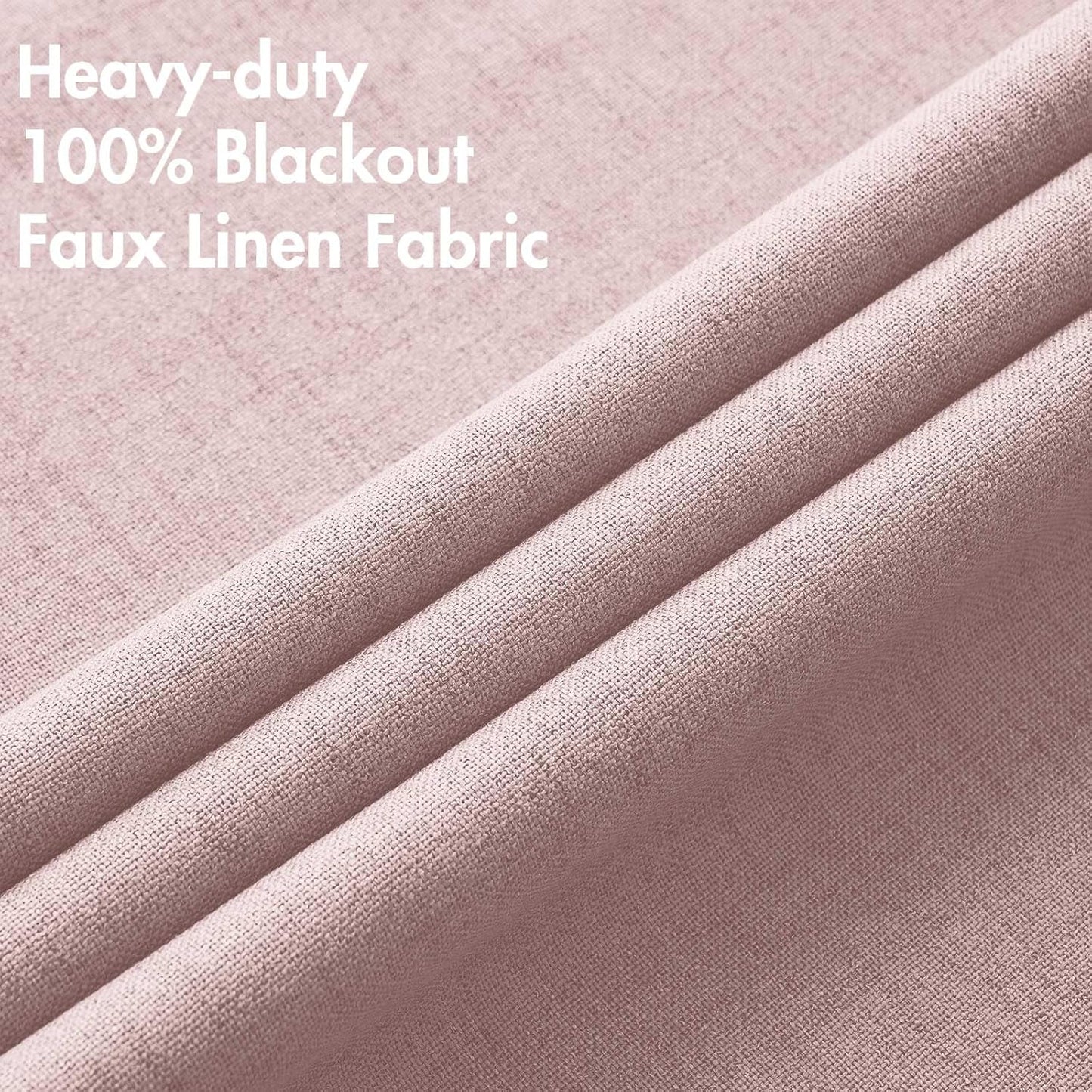 MIULEE 90-Inch Linen Texture Curtains - 100% Blackout Thermal Insulated Pink Drapes | Room Darkening 52x90 Inch (2 Panels)