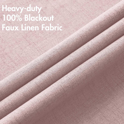MIULEE 90-Inch Linen Texture Curtains - 100% Blackout Thermal Insulated Pink Drapes | Room Darkening 52x90 Inch (2 Panels)