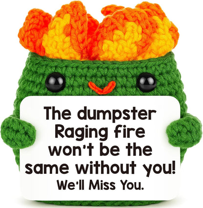 Positive Crochet Dumpster Emotional Fire Thank You Birthday Retirement for Women Men Farewell Going Away Gifts for Coworkers Chaos Coordinator Office Administrative Professional Day Boss Gifts for Men