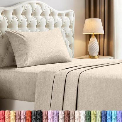Utopia Bedding Twin Sheet Set - Soft & Breathable Microfiber, 3-Piece Bed Sheets, Oeko-Tex Certified | Heather Beige