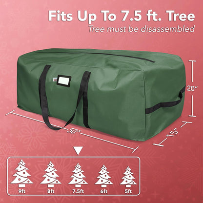 Skiennix Heavy-Duty Christmas Tree Storage Bag - Waterproof Design for 7.5ft Artificial Trees | Durable Handles & Zipper (Green)