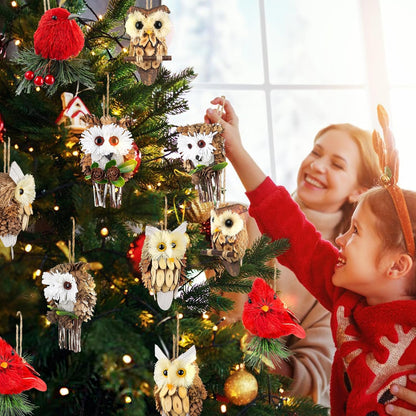 Woodland Christmas Ornaments by [Brand Name] - Handmade Owl Decorations for Rustic Trees | 4-Piece Set