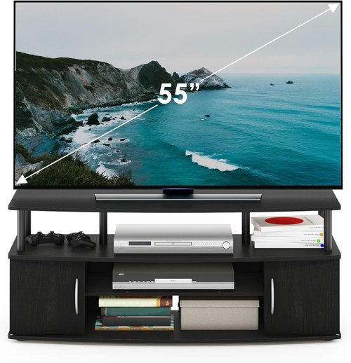 Furinno JAYA Large TV Stand - Fits TVs Up to 55 Inches | Stylish Blackwood Finish